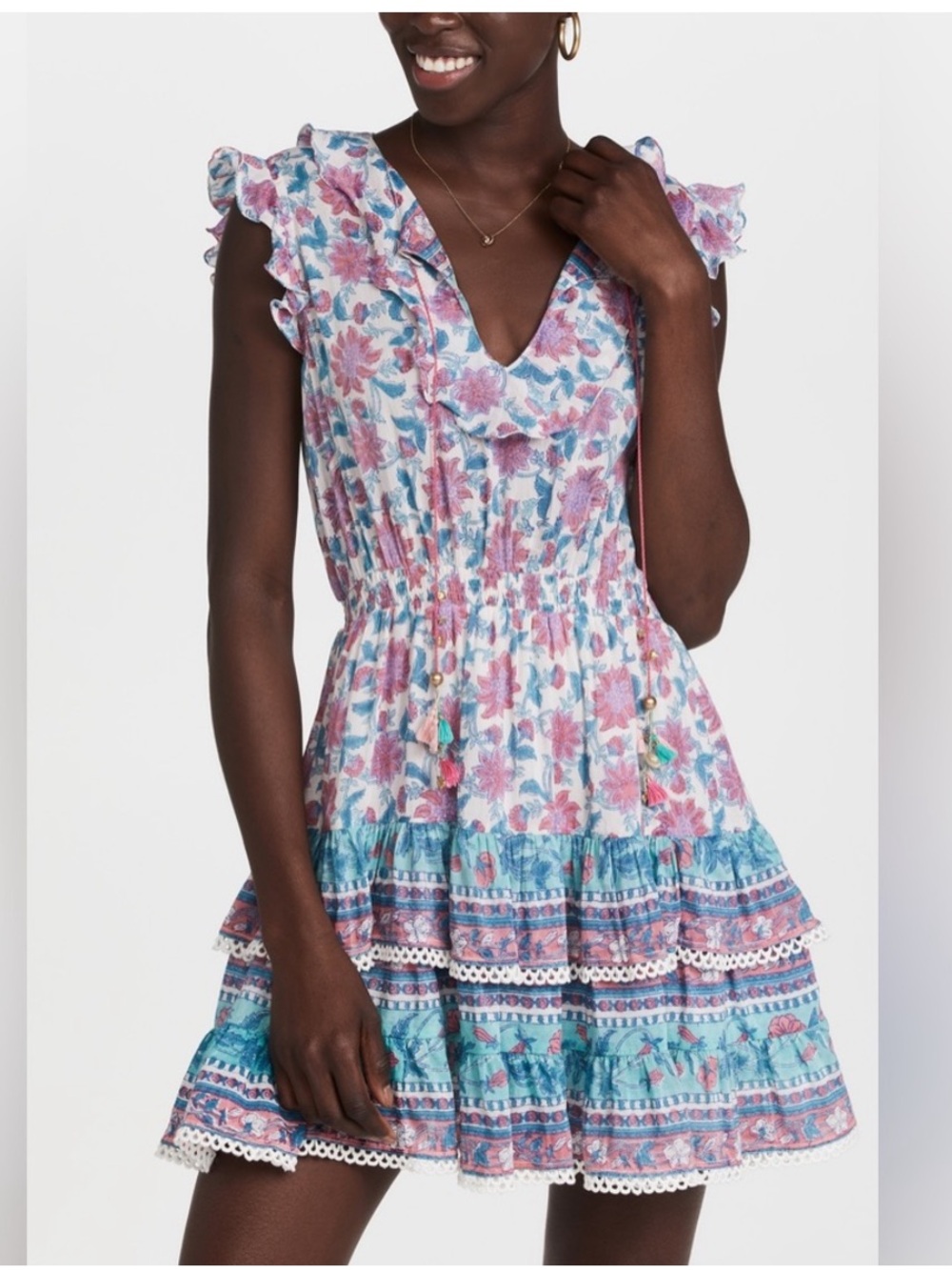 Bell by Alicia Bell Rebecca Mini Silk Dress/ Floral Pink & Blue